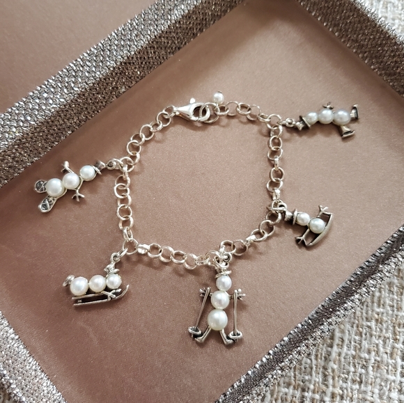 Silpada Jewelry - Vintage Silpada Sterling Silver and Pearl Snowman Charm Bracelet